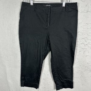 Willi Smith Womens Pockets Stretchy Black Capri Pants Size 10